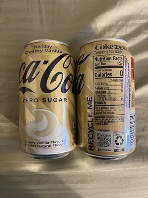 NEW LIMITED EDITION COCA COLA HOLIDAY CREAMY VANILLA SODA ZERO SUGAR (2 Cans) - Image 1 of 3