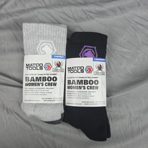 Matco Tools Bamboo Sock 2 Pair Outdoor Work New Womens Black/Purple & Grey/White - Picture 1 of 4