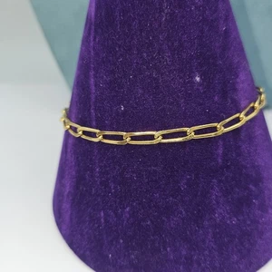 Gold Plated Bracelet Minimalist Dainty 8" Long - Picture 1 of 6