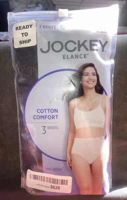 Jockey Elance 100% Cotton Women’s Briefs Panties Black 3-Pack Size 7 - Image 1 of 2