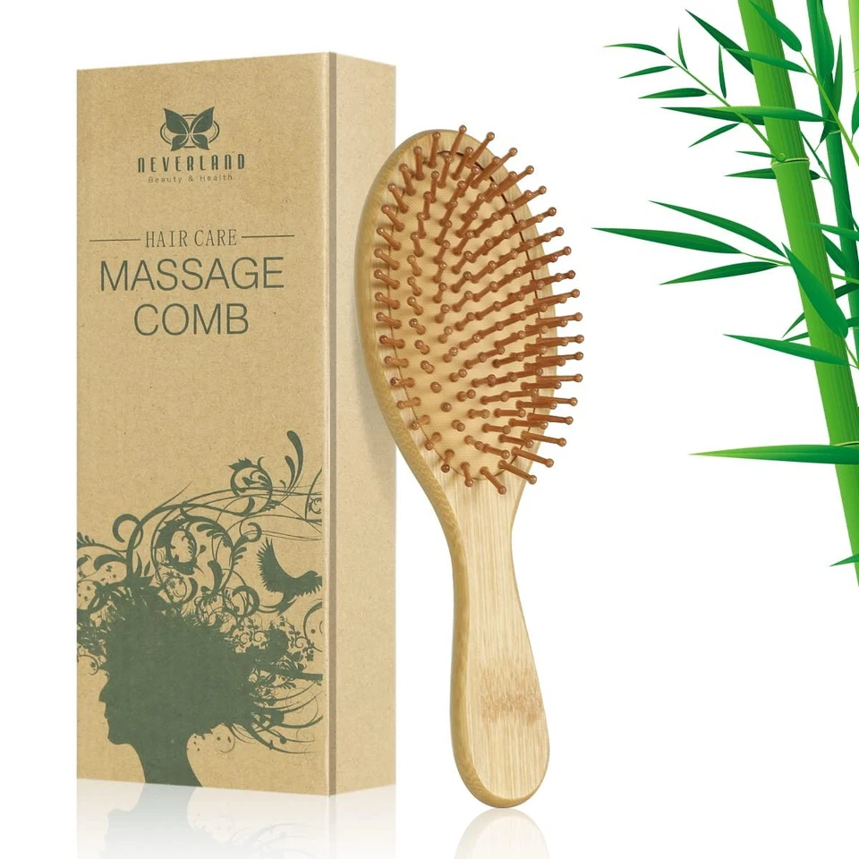 NEVERLAND Bamboo Brush for Hair Growth - Natural Bamboo Bristles Detangling W... - Image 1 of 4