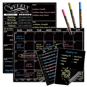 Magnetic Chalkboard Monthly Calendar - Weekly Planner Blackboard Combo Set w/... - Picture 1 of 7