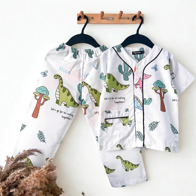 8Y-9Y Boys Girls Cotton Pyjamas Kids I'm Not Fat Dino Cotton Viscose Sleepwear - Image 1 of 4