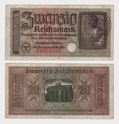Germany - Stamp (Belgian) - 1939 - 20 Reichsmark - "VG"  #CO8074 - Image 1 of 4