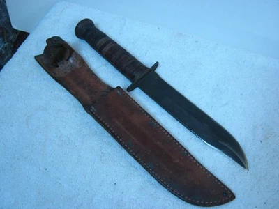 Cuchillo de Lucha de Combate USMC Ka-Bar Olean De Colección con Funda de Cuero Original USMC Foto 1 de 4