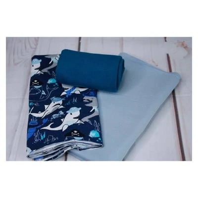 Stoffpaket, Jersey, Kinderbekleidung, Haifisch, maritim, Blau, SPJ 17 - Bild 1 von 4