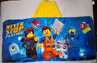 The LEGO Movie 2 Kids Bath Hooded Towel Wrap 24"×50" Never Stop Playing Foto 1 de 4