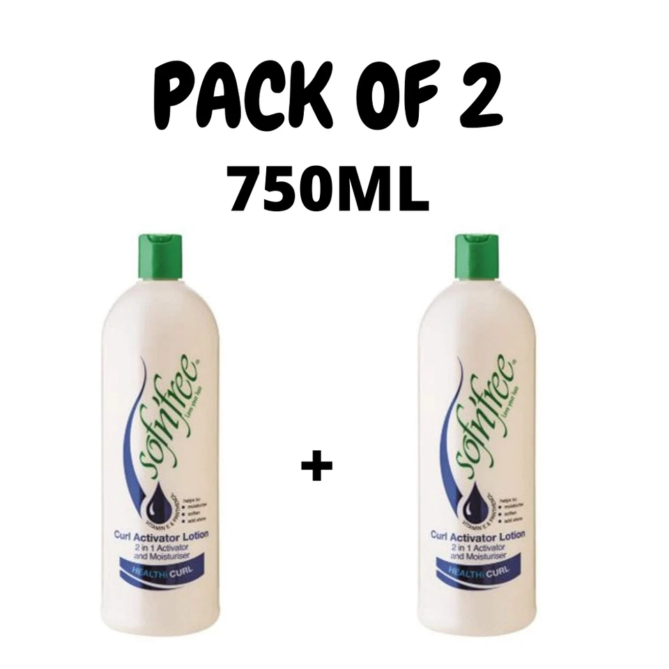 2 X SOF N FREE CURL ACTIVATOR HAIR LOTION 750ML WITH VITAMIN E PANTHENOL!!!