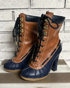 KORS Michael Kors Women’s Boots Size 7 Blue And Brown Heeled Duck - Picture 1 of 14