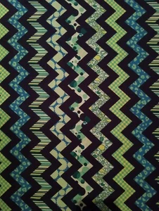 OOP 1 Yard Cotton Fabric Blue Green Chevron Sampler Fabric Studio 8 Quilting - Picture 1 of 1