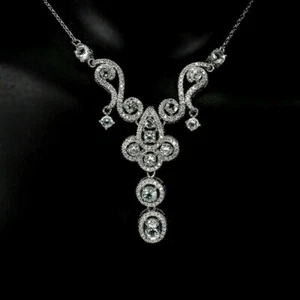 Sterling Silver Necklace Aquamarine Genuine Mined Gems 15 1/2 to 17 1/2 Inch - Picture 1 of 24