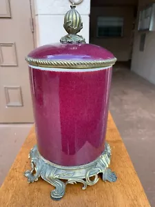**RARO**Barattolo comò coperto in ceramica rossa e metallo Sarreid LTD - Foto 1 di 7