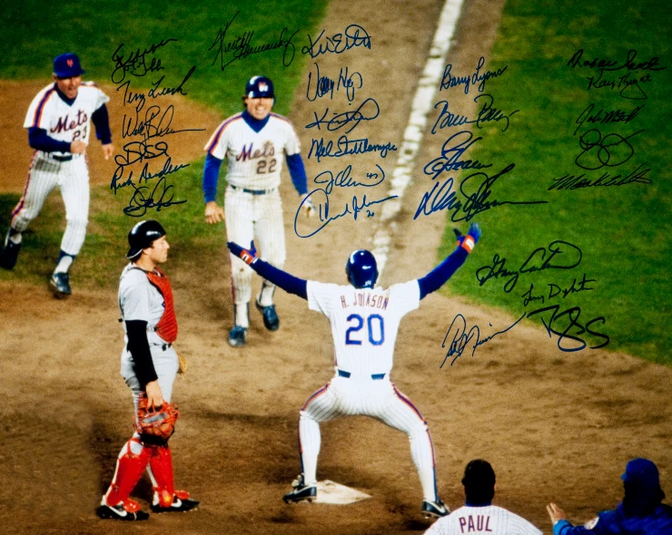 Foto autografada 8x10 New York Mets 1986 World Series equipe de reimpressão assinada - Imagem 1 de 1