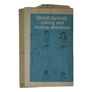 Komplettes ungeschnittenes Vintage Schnittmuster Simplicity 5149 Shirt-Taillenkleid Größe 14 - Bild 1 von 3