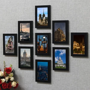 9 PIEZAS Familia Decoración del Hogar Montaje en Pared Multi Imágenes Collage Fotos Marcos Negros - Imagen 1 de 8