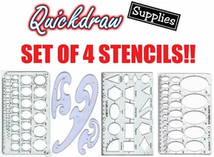 Set 4 Stencil Templates Circle, Ellipse, Geometry & French Curves Art Graphics - Picture 1 of 1