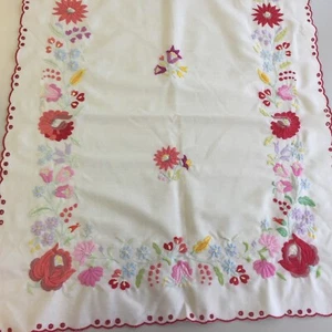 Vtg Kalocsa Textile Art Flowers Embroidered HUNGARIAN 25x60" Color Run Fading - Picture 1 of 3