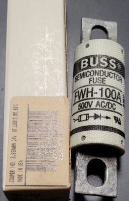 BUSSMANN BUSS SEMICONDUCTOR FUSE  FWH-100A 100A  500V NIB - Imagem 1 de 4