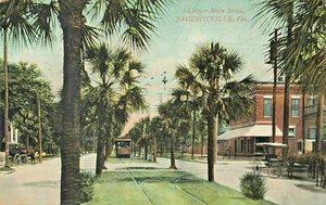 Jacksonville FL Main Street Trolley Car Horse & Wagon 1907 R. P. O. Postcard - Bild 1 von 2