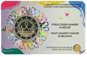 BELGICA coin card 2 euro 2024 LUCHA CONTRA EL CANCER versión holandesa - Picture 1 of 2