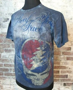 Y2K Grateful Dead Tie Dye T-Shirt "Steal Your Face" Red White Blue Men's M - Picture 1 of 3