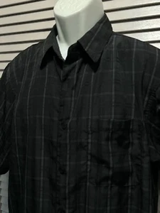 David Taylor Luxury Black/White Plaid Button Up Shirt Size Large Short Sleeve - Picture 1 of 7
