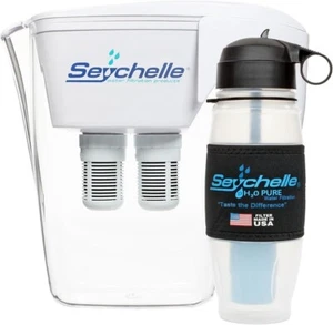 Seychelle 64oz pH20 Alkaline Water Filter Pitcher (Includes Filters) and 28oz Se - Picture 1 of 6