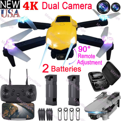 Drone RC 4K HD réglable 90° double caméra WiFi FPV quadricoptère pliant +2 batterie