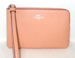 Coach CP483 Corner Zip Wristlet Faded Peach Pebbled Leather NWT $88 - Picture 1 of 8