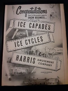 Ice Capades Ice Cycles Harris Amusement Rare Original Promo Poster Ad Framed! - Picture 1 of 1