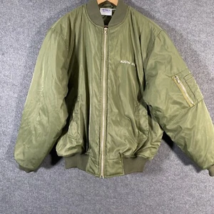 Bilby Jacket Mens Extra Large Green Bomber Pilot Varsity Vintage 90s Full Zip - Picture 1 of 14