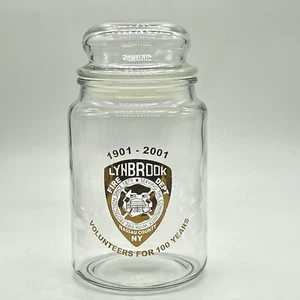 Lynbrook NY 100 Jahre 2001 Freiwillige Feuerwehr Glasdose Nassau Long Island - Bild 1 von 3