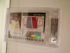 2005 DONRUSS PRIME PATCHES AUSTIN KEARNS MAJOR LEAGUE MATERIAL W/AUTO 8/22 BGS 9