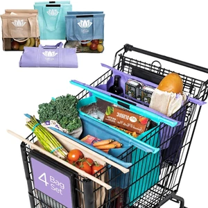 Trolley Bags for Shopping Carts - Set of 4 Reusable Shopping Bags, Grocery Bags - Picture 1 of 12