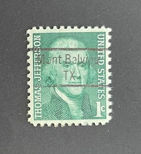 Mont Belvieu, Texas Type 843 Precancel - 1 cent Jefferson - U.S. #1278 - OG LH - Picture 1 of 1