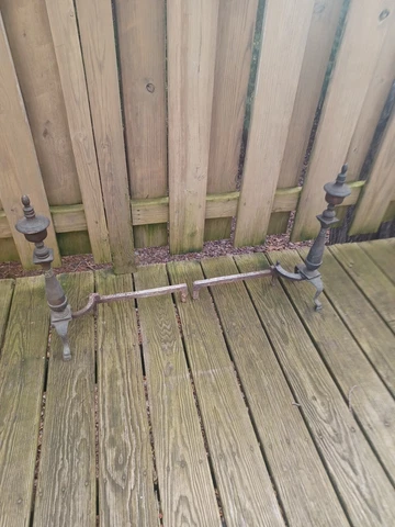 Antique New York Brass/Cast Iron Andirons With Patina Intl Sale Cover