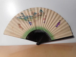 Abanico Antiguo Japonés Decoración Pintado Personaje Paisaje Pájaro Japón 2 - Imagen 1 de 12
