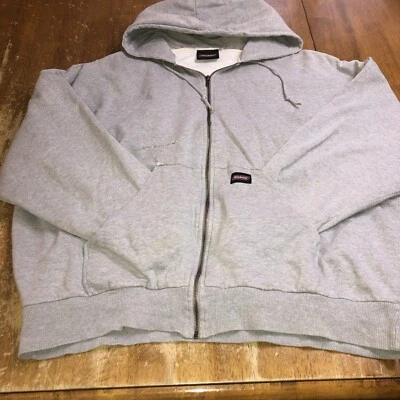 Dickies Gray Zip Up Hoodie Distressed Size 3XL Plus Size AS IS Thermal Lining - Image 1 of 4