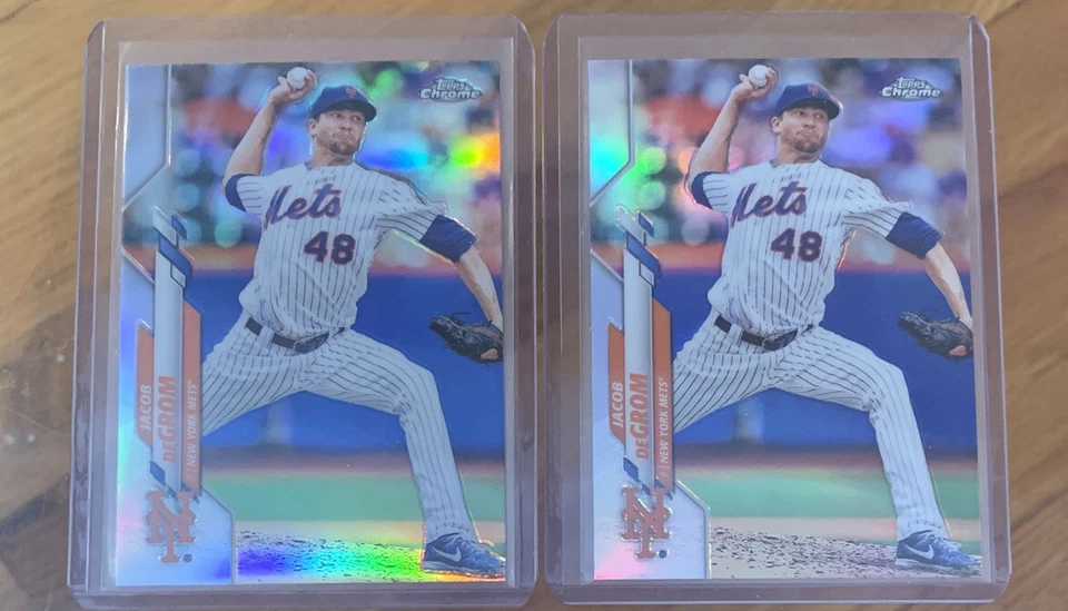 2020 Topps Chrome Jacob DeGrom Refractor #81 Lot x2 Mets - Image 1 of 2