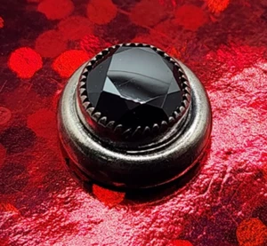 Vintage Krawattennadel Krawattennadel Mid Century silberfarben schwarz facettierter Onyx Sägezahn Set - Bild 1 von 6