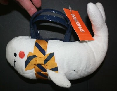 Nuevo Gymboree Niñas Peluche Feliz Ballena Monedero Juguete de Peluche con Asa Blanco Foto 1 de 4