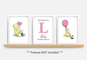 Kinderzimmer Drucke 3er Set Winnie the Puuh rosa Babyzimmer Wandkunst Dekor - Bild 1 von 2