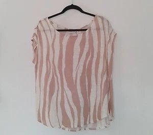 Rachel Zoe 100% Linen Cream Brown Striped Sleeveless Top Size L - Picture 1 of 7