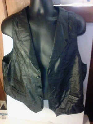 Beyond Chaleco Cuero Genuino Botón Negro Talla 48 Foto 1 de 4