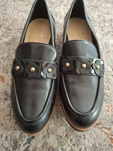 Kate Spade New York Women's SZ 8.5 Karisa Leather Loafers Slip On Flowers Black - Picture 1 of 6