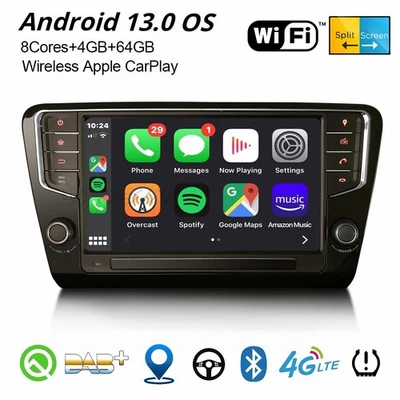 9" Android 14 DAB+ 8-Kern Autoradio für SKODA Octavia MK III 2014-2018 Navi 64GB - Bild 1 von 4