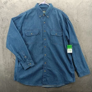 Key Industries Denim Herren Arbeitshemd Knopf Größe XXL Tall Langarm Hemd - Bild 1 von 12