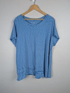 Soft Surroundings 2X 100% Pima Cotton Striped Knit Tunic Ruffled Hem 215 - Picture 1 of 7