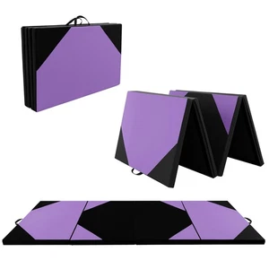 4-Panel Folding Exercise Mat w/Loop Fasteners Carrying Handles for Gymnastics - Picture 1 of 10