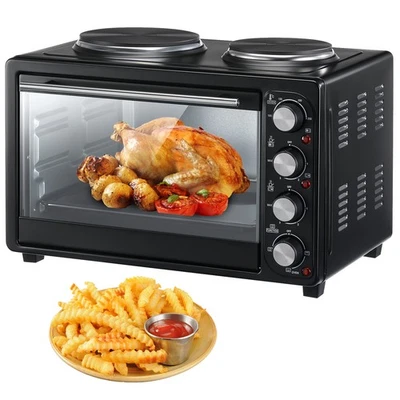 2in1 Minibackofen mit Kochplatte 3200W 36L Umluft Edelstahlofen Pizzaofen Toasto - Bild 1 von 4